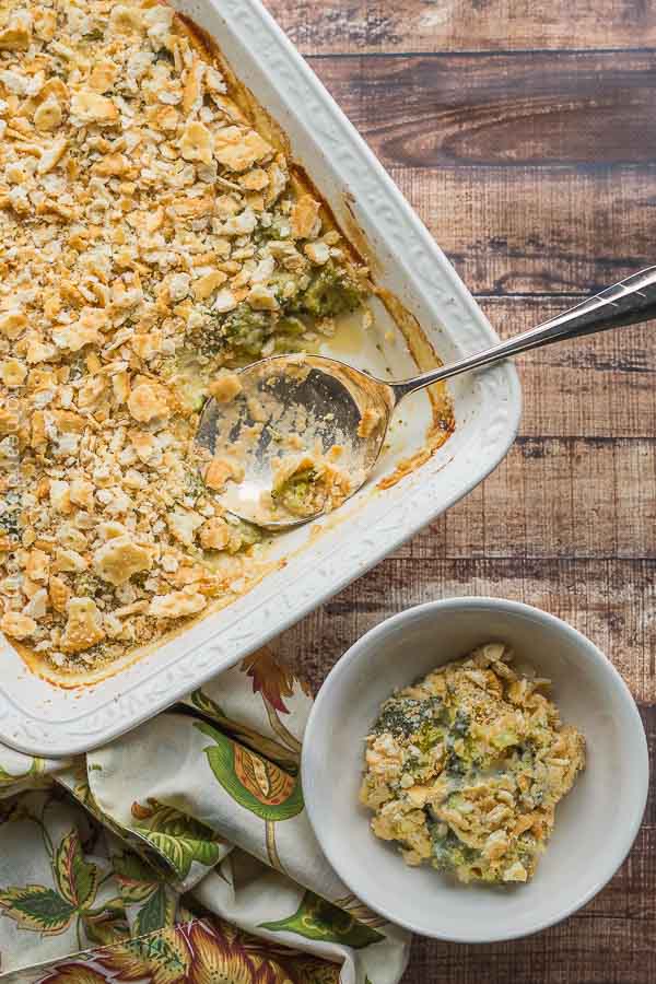 The Best Broccoli Casserole With Ritz Crackers Topping Home And Plate